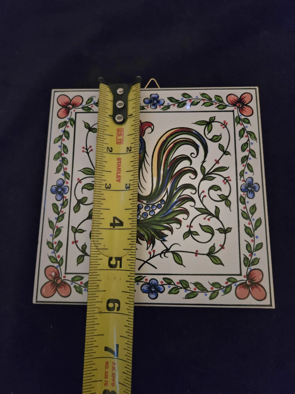 Hand-Painted Rooster Ceramic Tile Wall Art - Multicolor